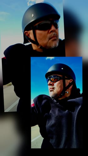 Customer photo review of Smallest & Lightest DOT Reversible Helmet Curved Style - Matte Black