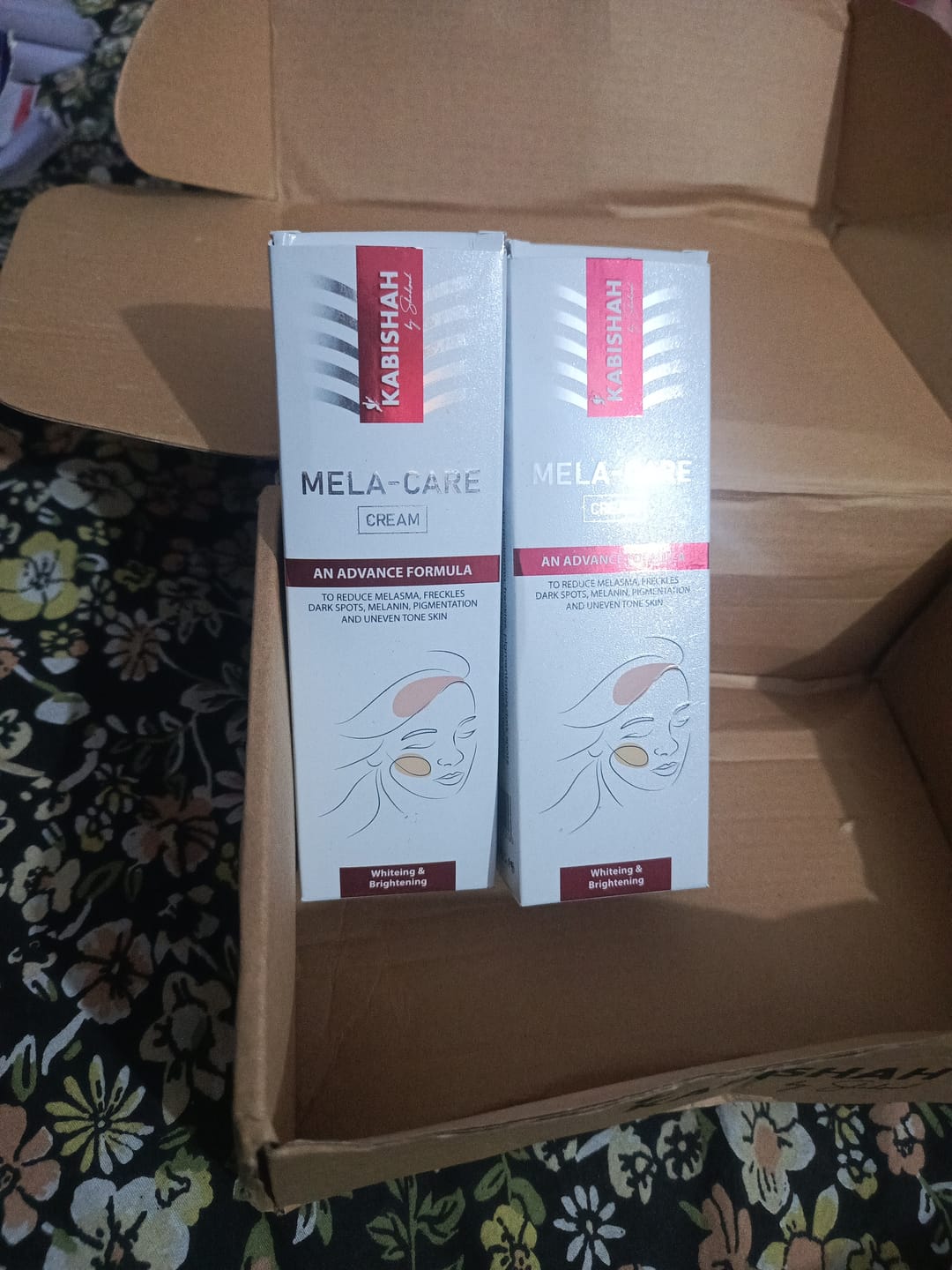 Customer photo review of Mela Care Advanced Brightening Cream Double Pack Bundle