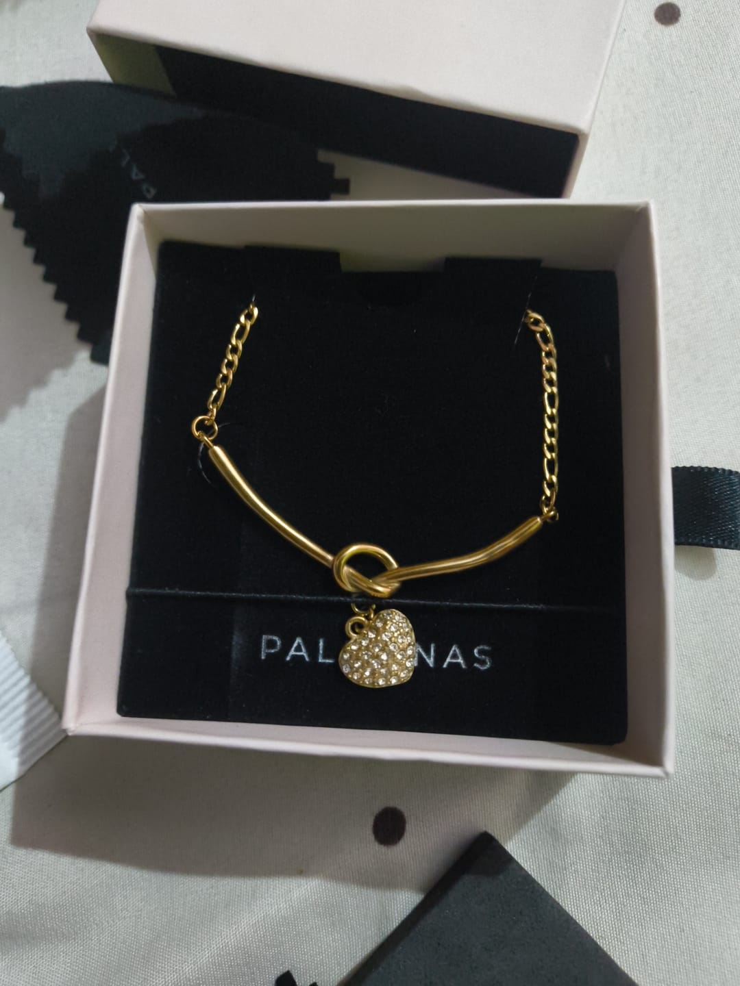 Customer photo review of Crystal Heart Charm Gold Necklace