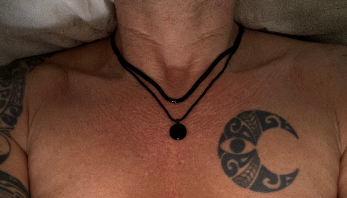 Customer photo review of Beveled Edge Round Pendant