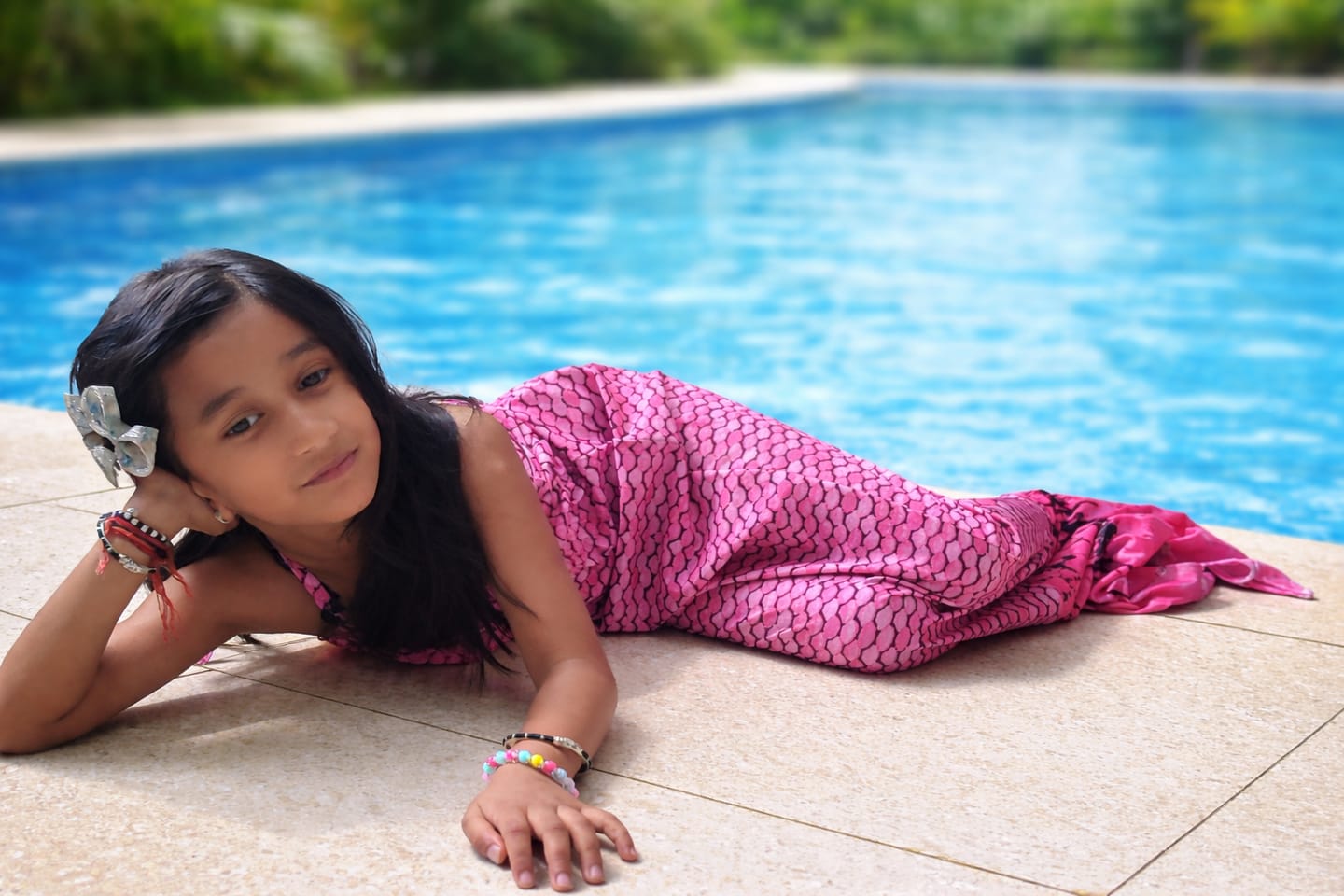 Customer photo review of Fancydresswale Mermaid swimsuit costume for Girls- Purple