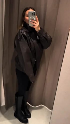 Customer photo review of Joyce Asymmetrical Zip Faux Leather Jacket