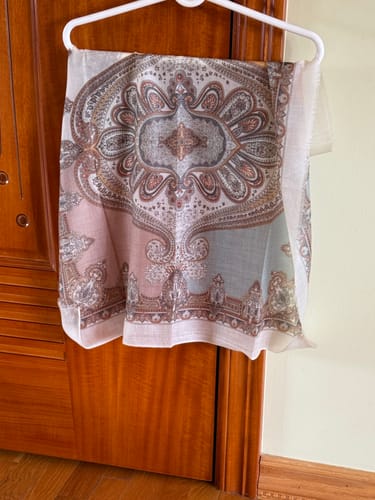 Customer photo review of 100% Cashmere Floral Scarf