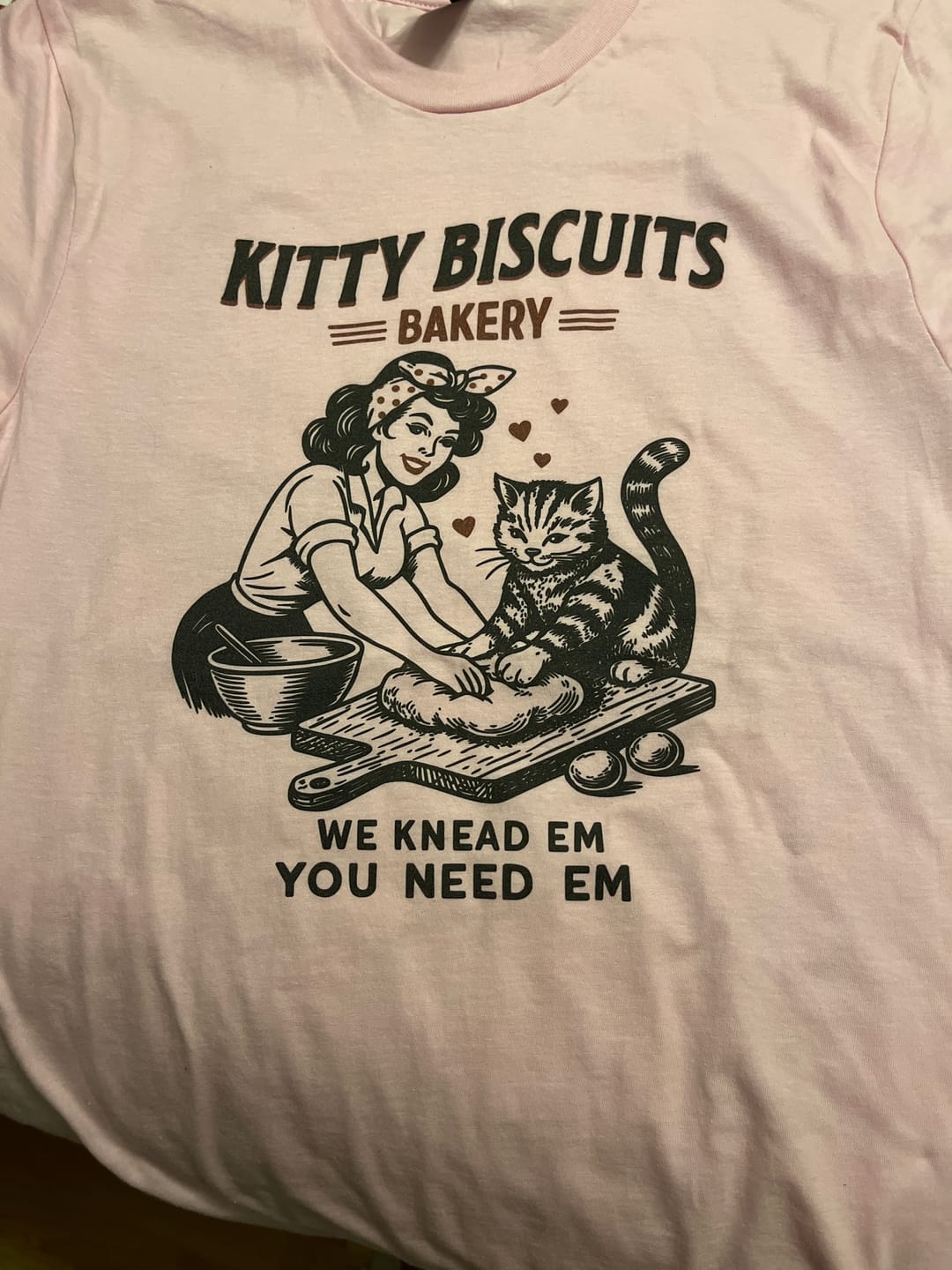 Customer photo review of Kitty Biscuits Bakery T-Shirt