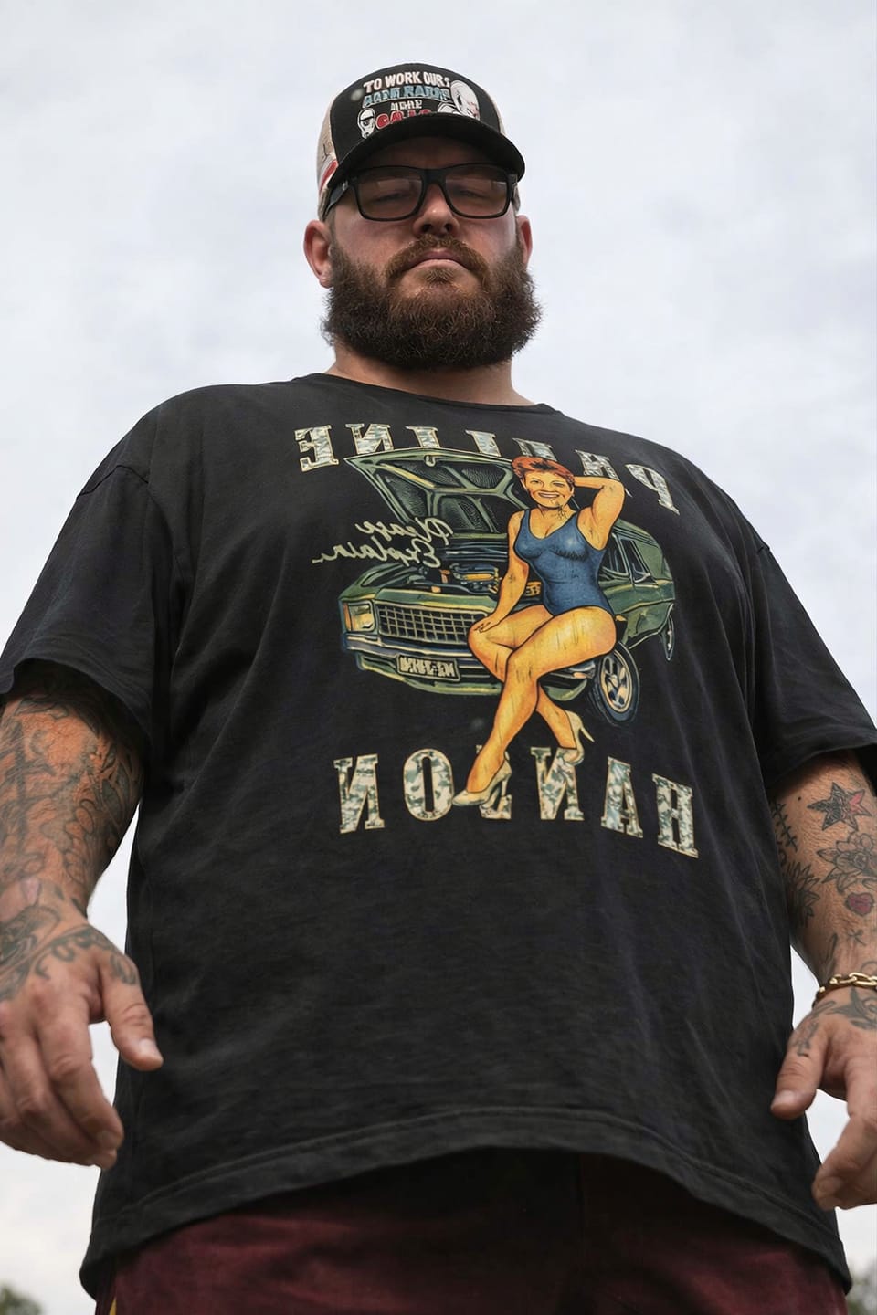 Customer photo review of Please Explain Pauline Hanson Tee Black