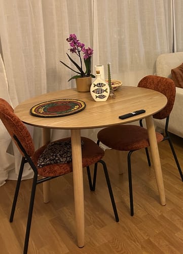 Customer photo review of TRADITION - Table a manger ronde 4 personnes en pin massif D90 coloris naturel