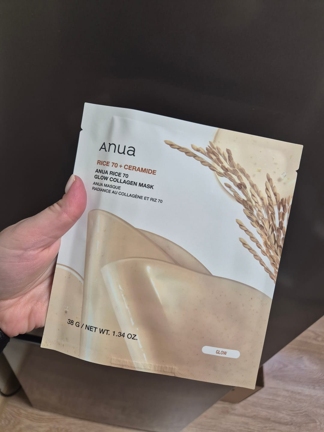 Customer photo review of Hidrogela maska mirdzuma piešķiršanai Anua Rice 70 Glow Collagen Mask