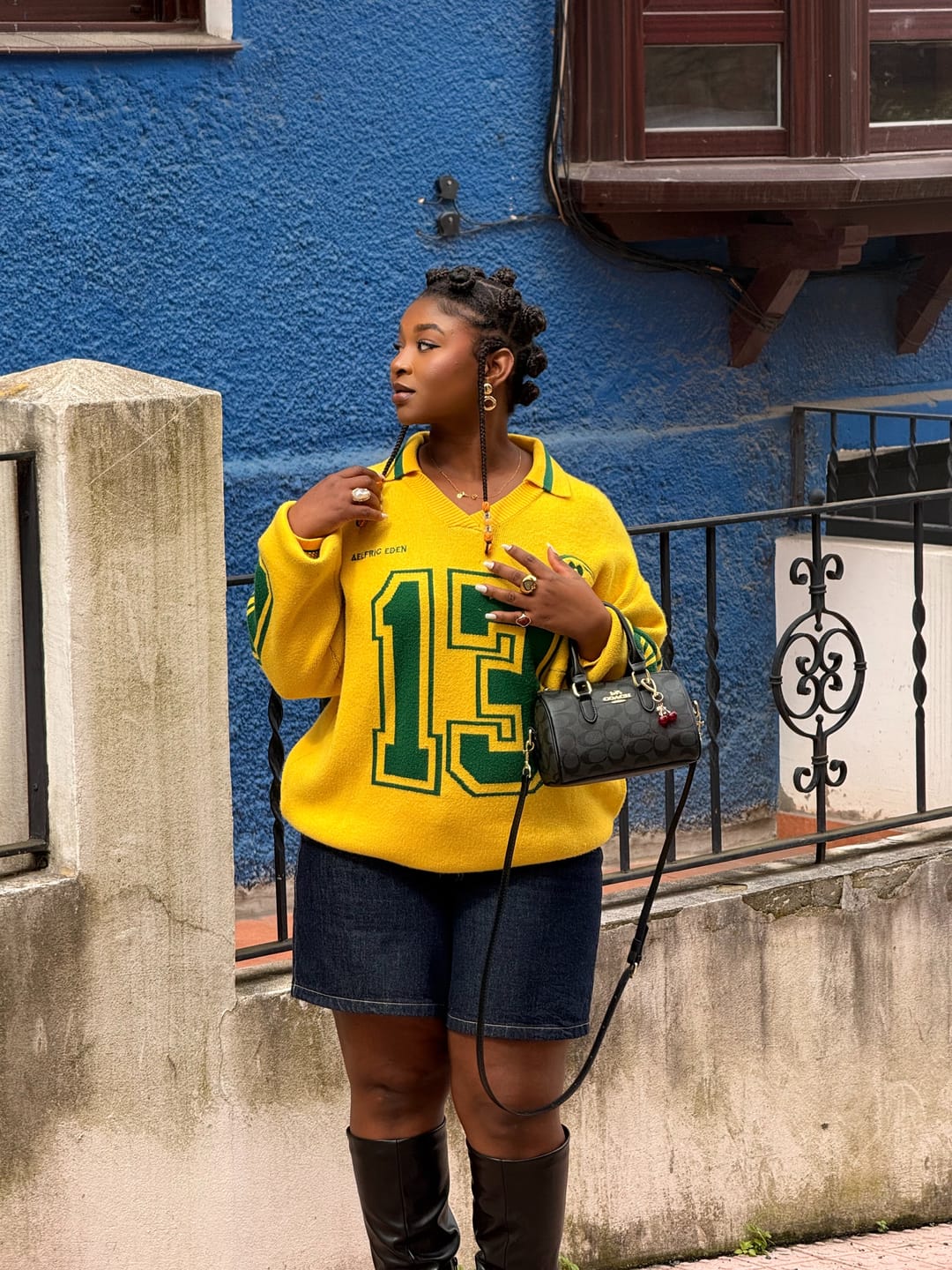 Customer photo review of Aelfric Eden Number Graphic Polo Sweater