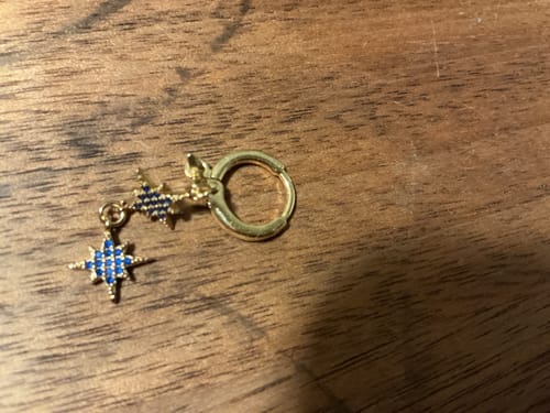 Customer photo review of Romilly Droplet Star Huggie Earrings