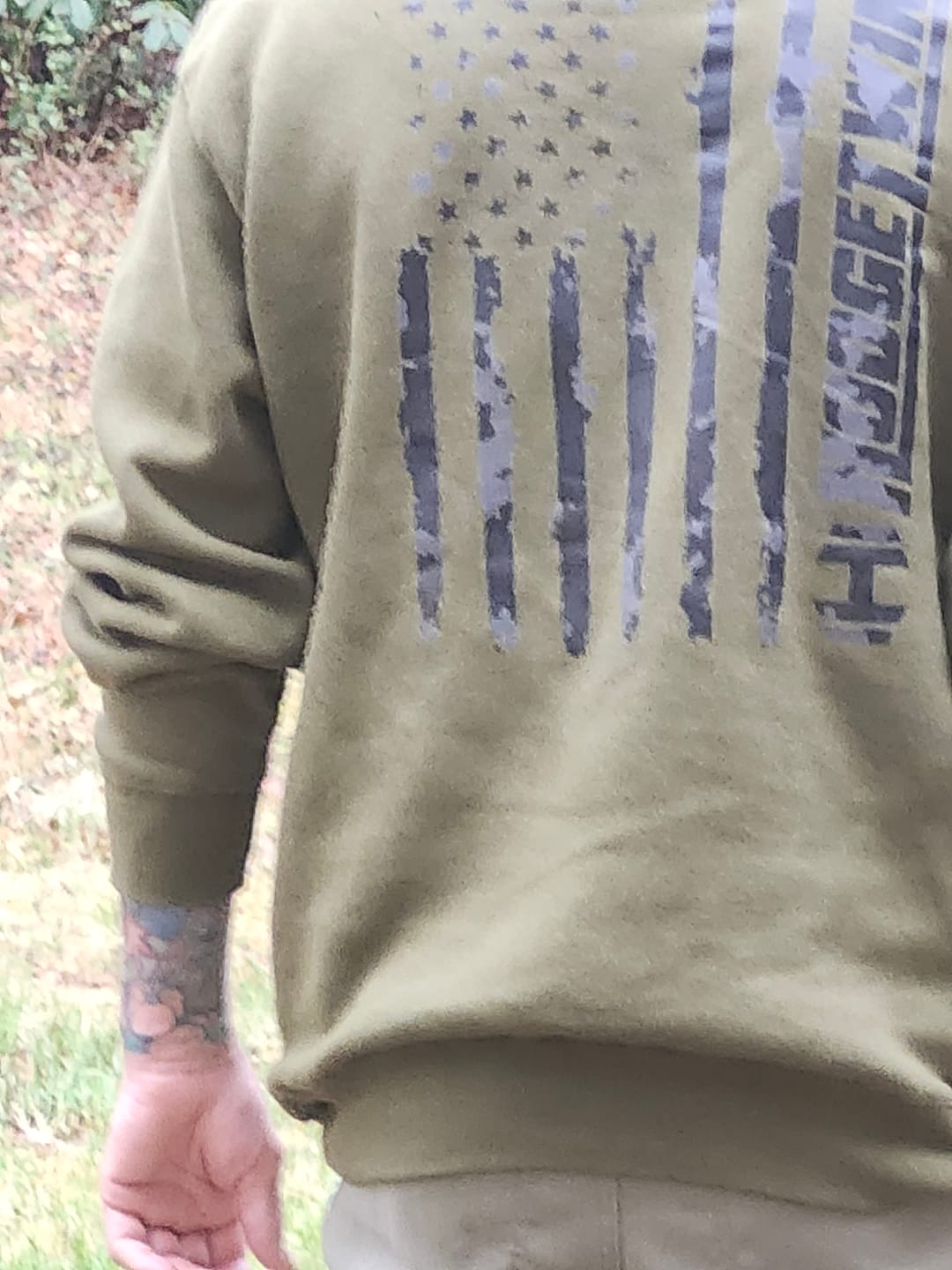 Customer photo review of Camo American Flag Hoodie