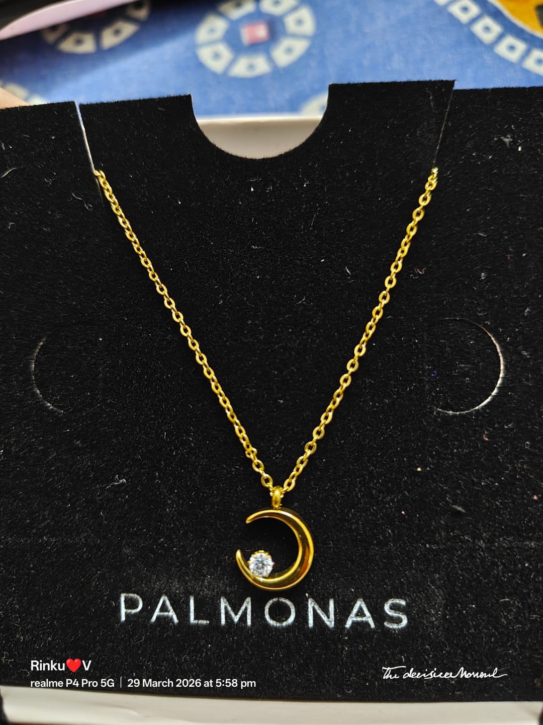 Customer photo review of Moon Charm Necklace