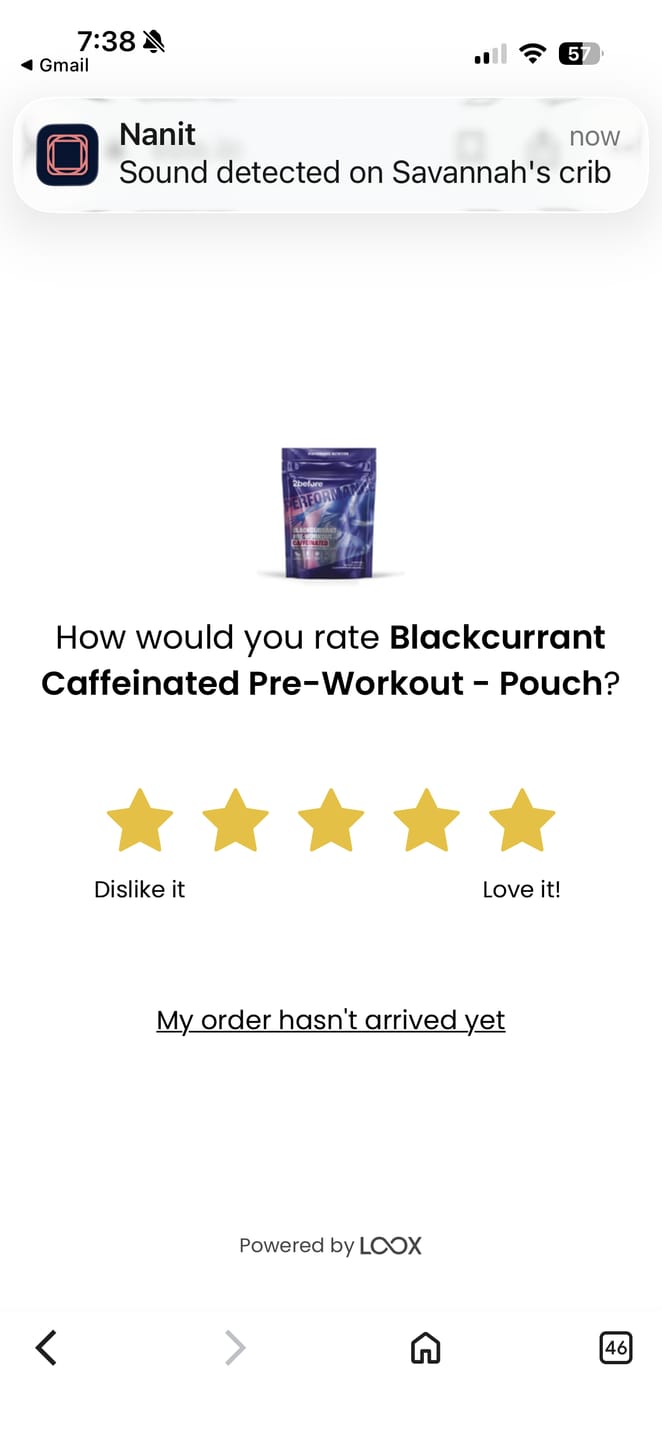 Customer photo review of Blackcurrant Caffeinated Pre-Workout - Pouch