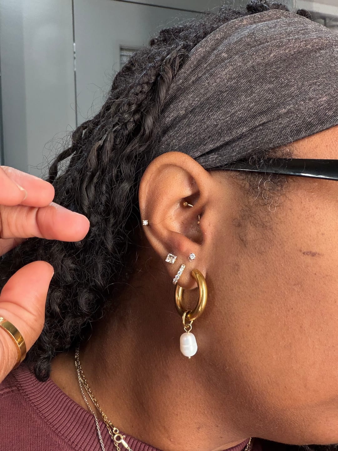 Customer photo review of Bethany Pearl Drop Hoop (Bundle)