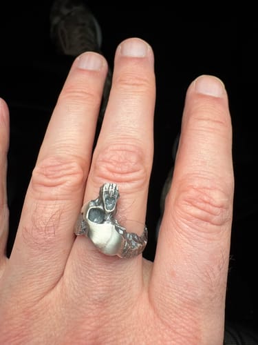 Customer photo review of Wounded Skull Head Ring