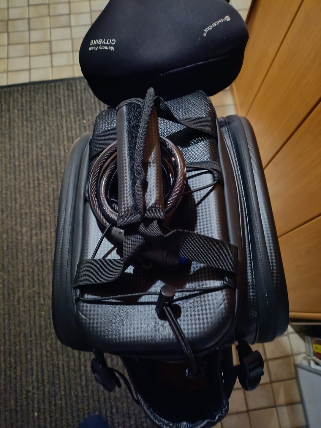 Customer photo review of Vakole Waterproof Bike Rack Bag With Large Capacity (17-35L)