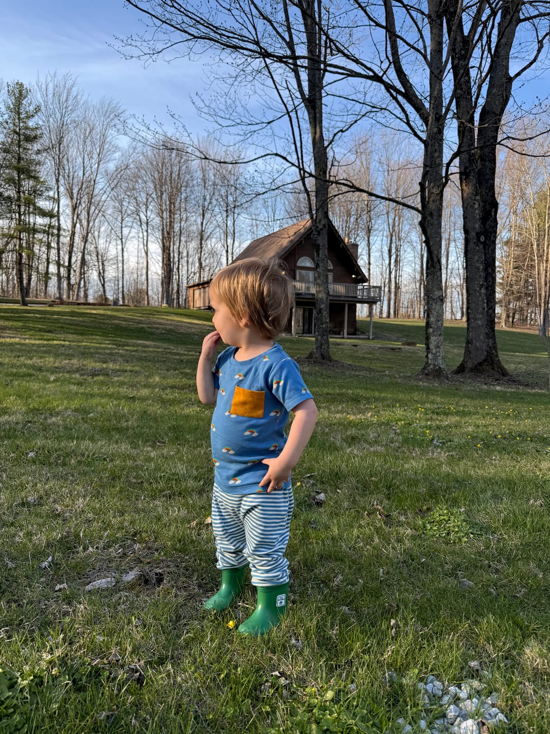 Customer photo review of Blue Rainbows Organic T-Shirt & Jogger Playset