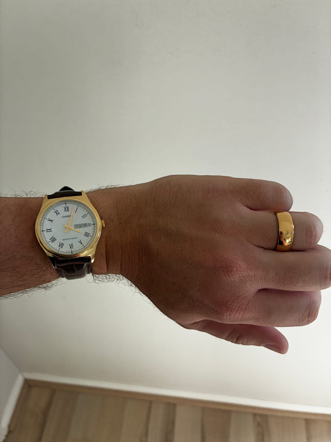 Customer photo review of The Bond - Gold 8mm Tungsten Gloss Finish Curved Ring