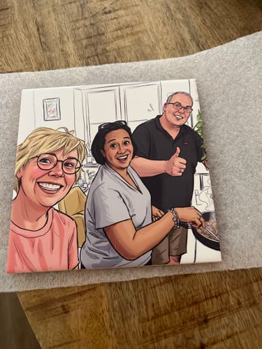 Customer photo review of Jouw Foto in Karikatuur Stijl - Gepersonaliseerde Tegel