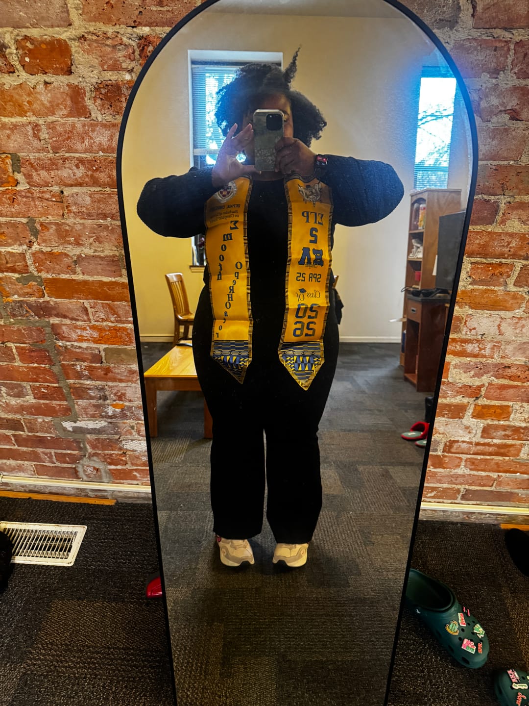 Customer photo review of Personalized Sigma Gamma Rho Graduation Stole Yellow Kente Trim School And Org Style