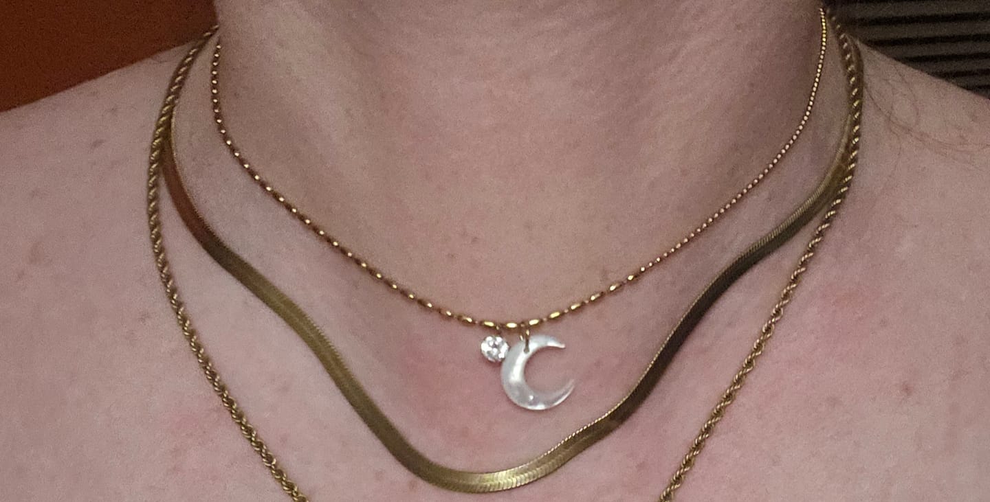 Customer photo review of White Crescent Moon Necklace