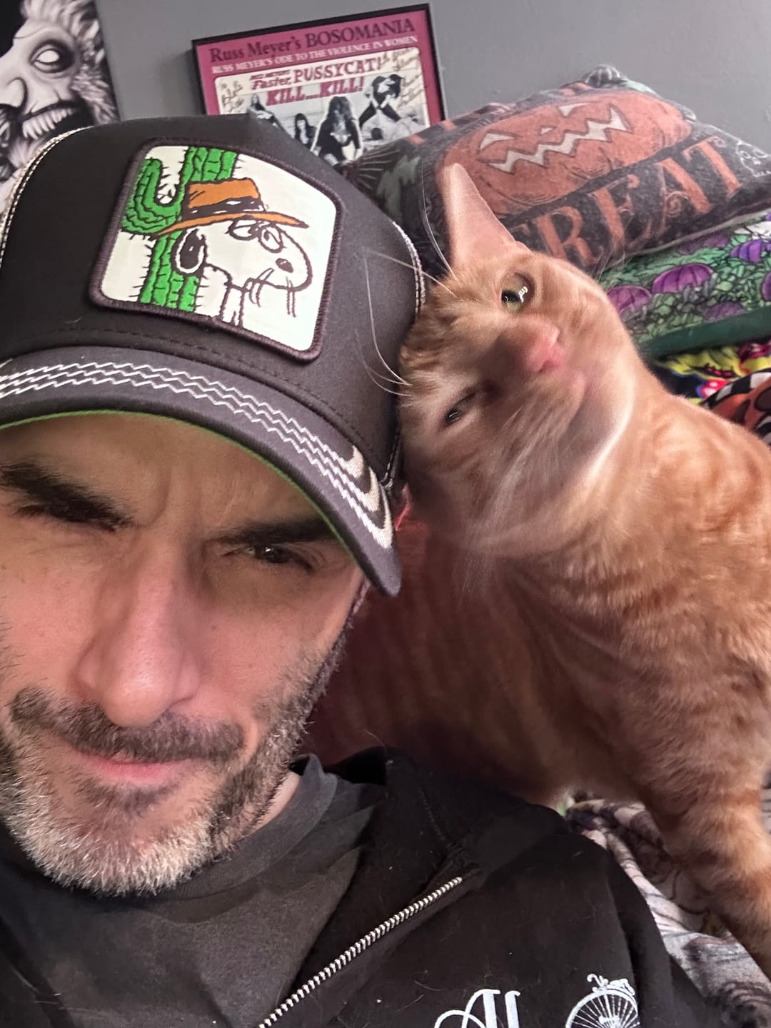Customer photo review of OVERLORD X Peanuts: Spike Trucker Cap