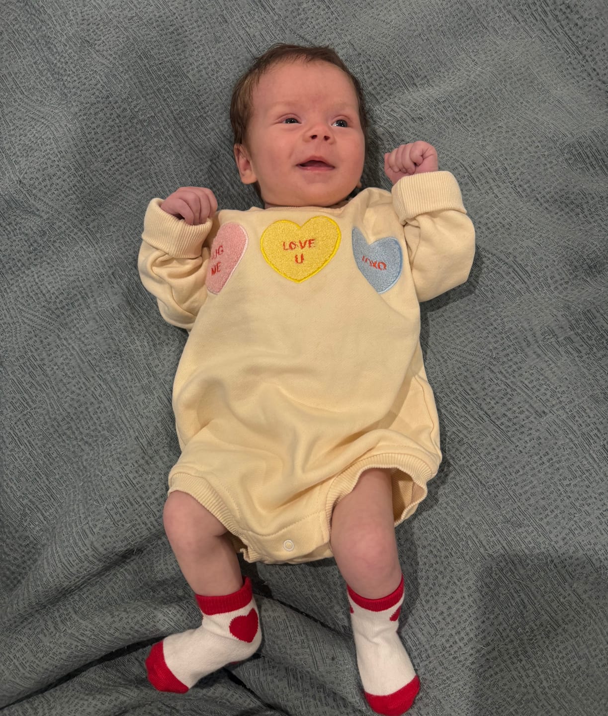Customer photo review of Candy Hearts Bubble Romper