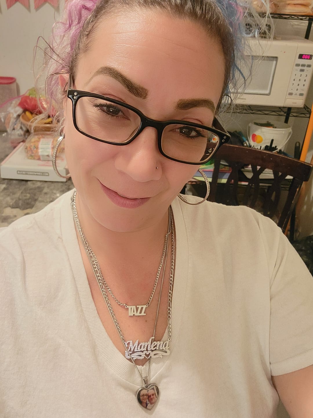 Customer photo review of Double Plated Heart Title Name Necklace w/ Figaro Chain