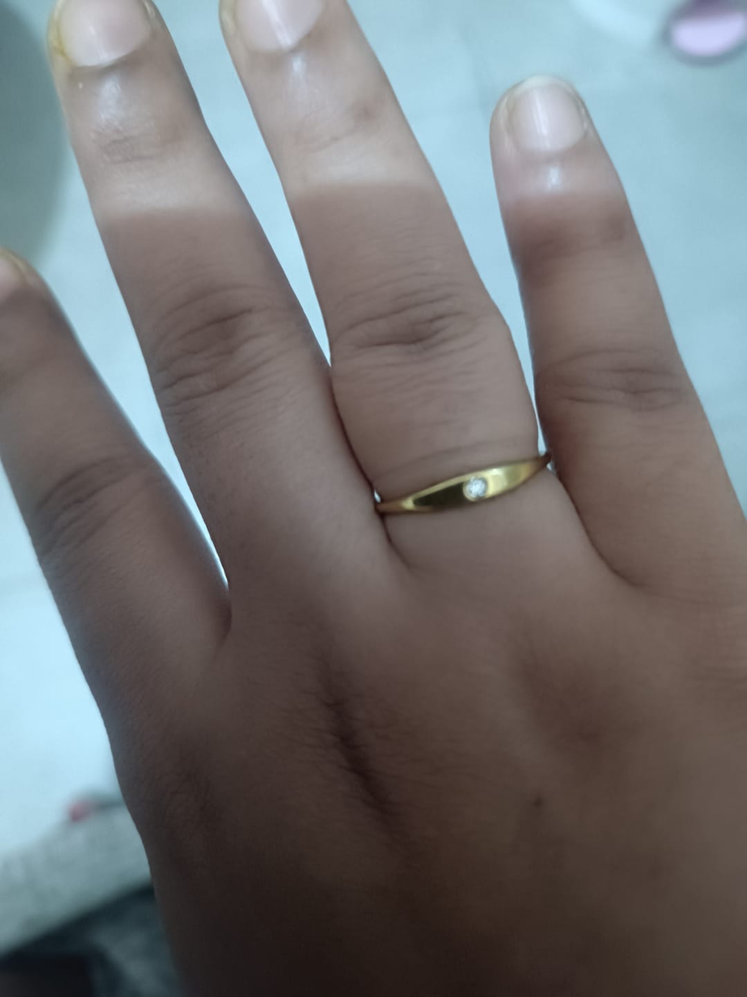 Customer photo review of Minimal Stone Accent Ring