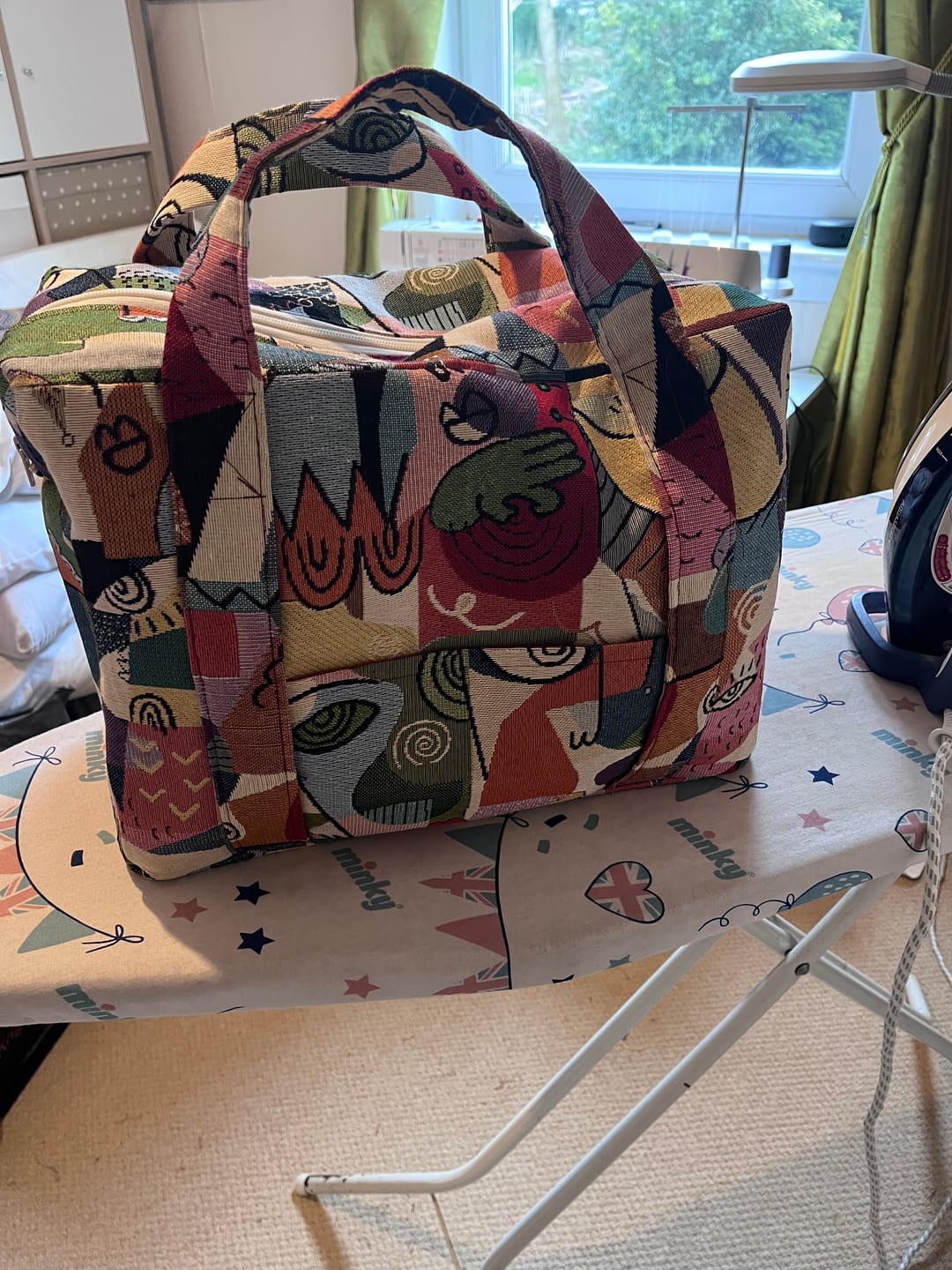 Customer photo review of Abstract Faces Tapestry Fabric