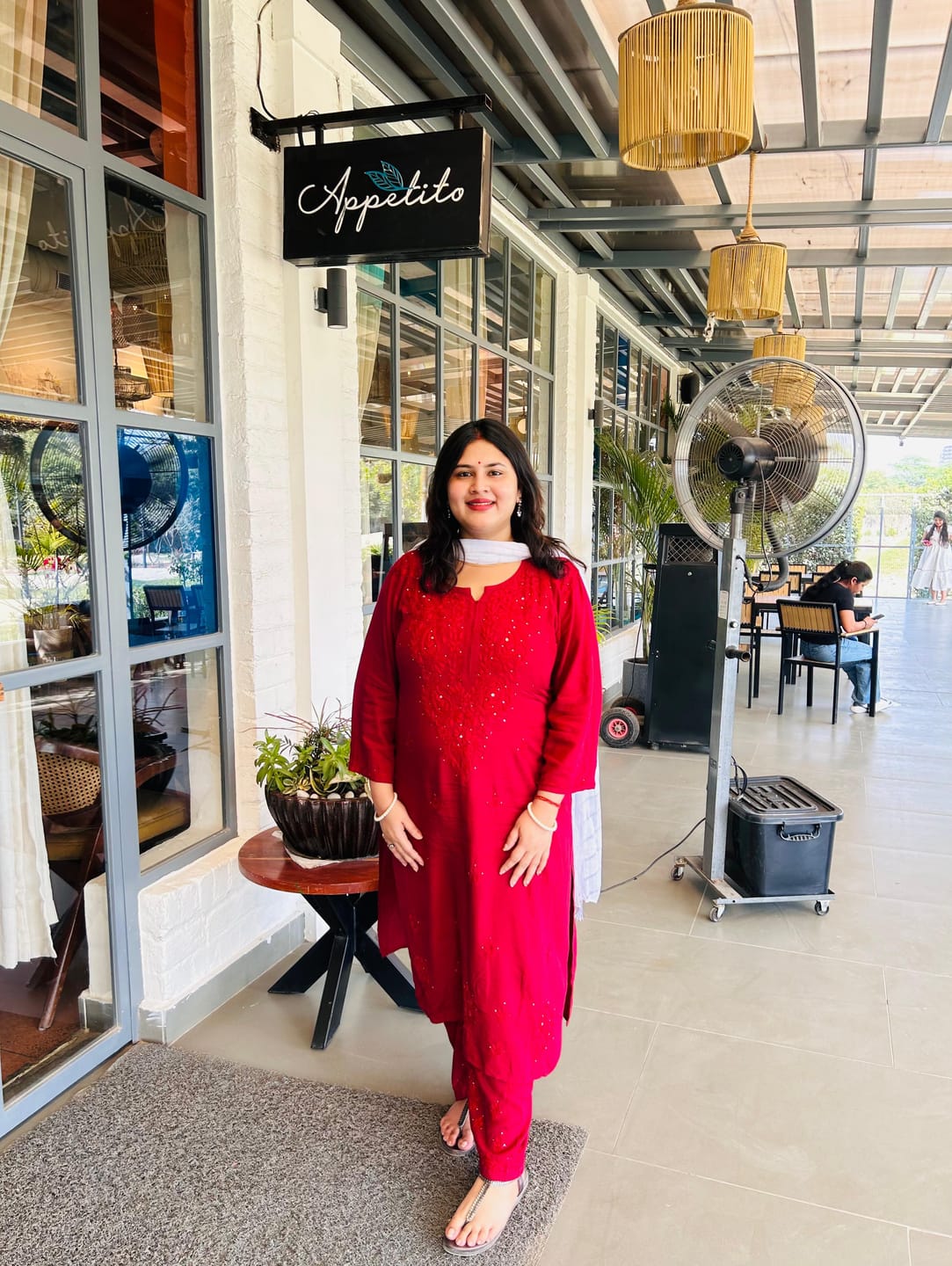 Customer photo review of Maroon 2 piece Rayon Mukaish set