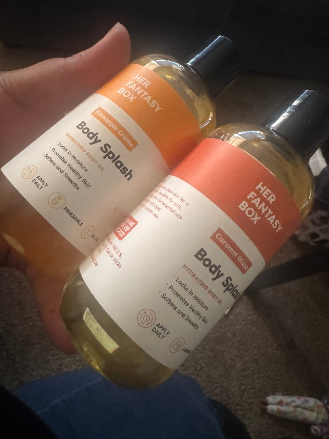 Customer photo review of Body Splash - Skin Smoothing Body Oil  (Pineapple Creme)