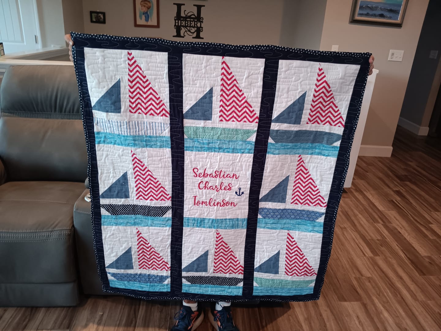Customer photo review of Little Skipper Sailboat Baby Quilt Pattern; Digital PDF Pattern