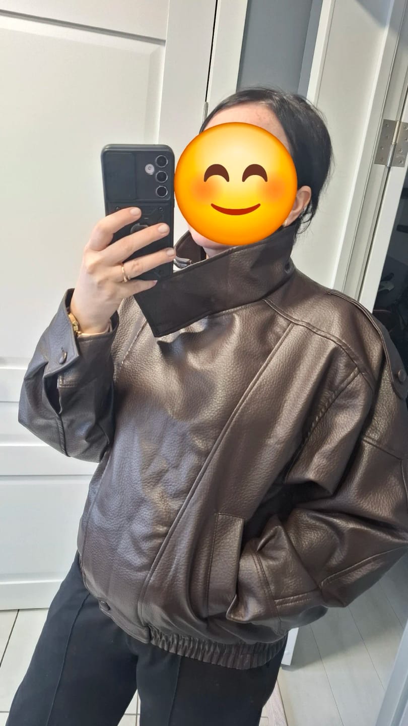 Customer photo review of Joyce Asymmetrical Zip Faux Leather Jacket