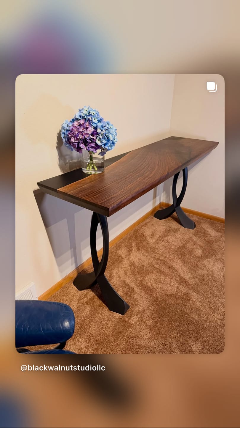 Customer photo review of Console Table Legs 207 Curva 28" H Metal Furniture for Modern Custom Style