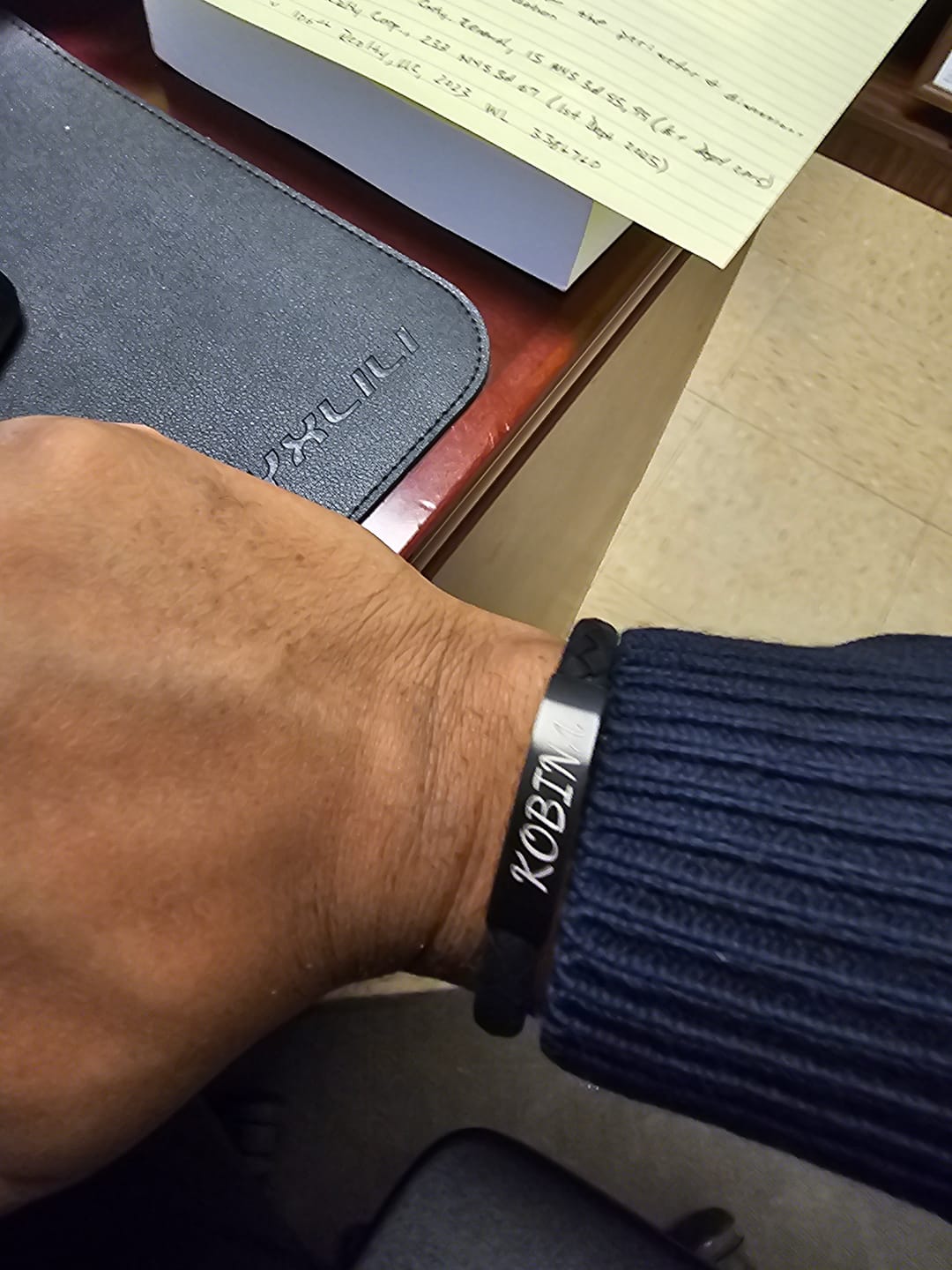Customer photo review of 8mm Flat Leather ID Bracelet
