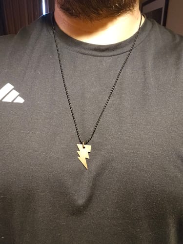 Customer photo review of DRUM CYMBAL BALL & CHAIN NECKLACE - LIGHTNING BOLT
