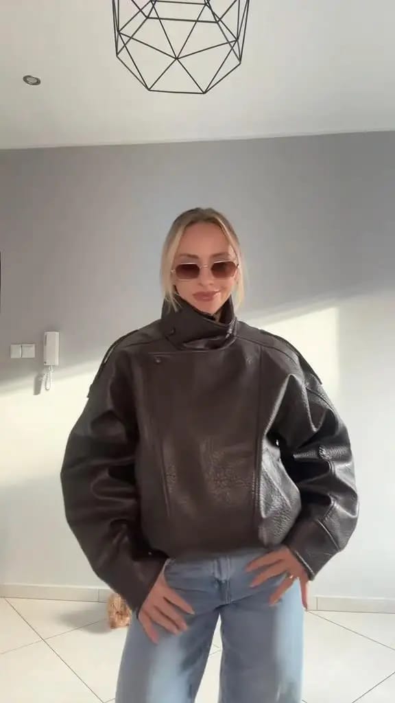 Customer photo review of Joyce Asymmetrical Zip Faux Leather Jacket