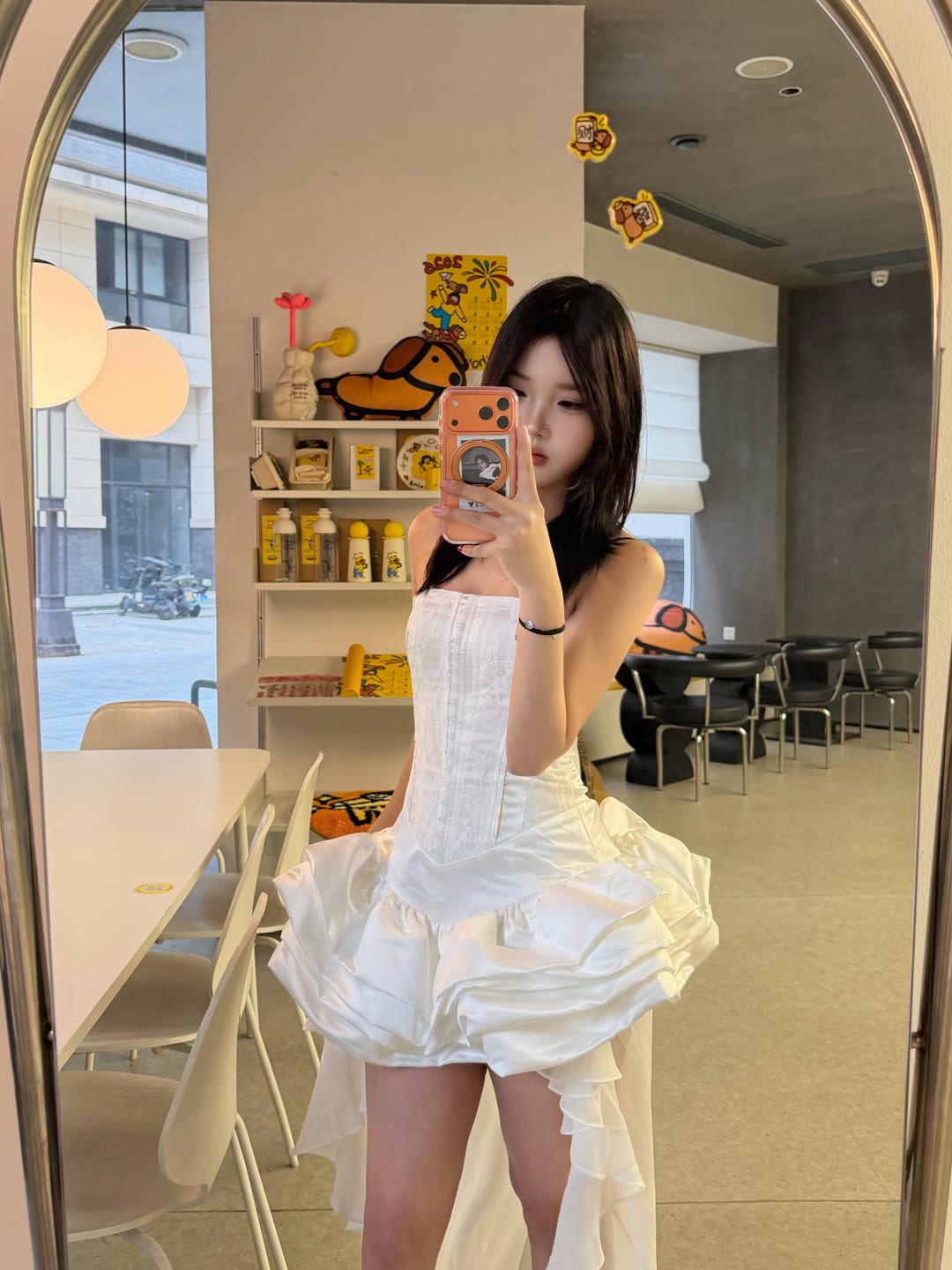 Customer photo review of WARDEN EDGE Corset Ruffle Layered Asymmetric Dress