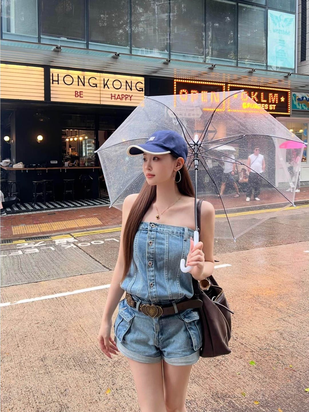 Customer photo review of WARDEN EDGE Strapless Denim Utility Romper