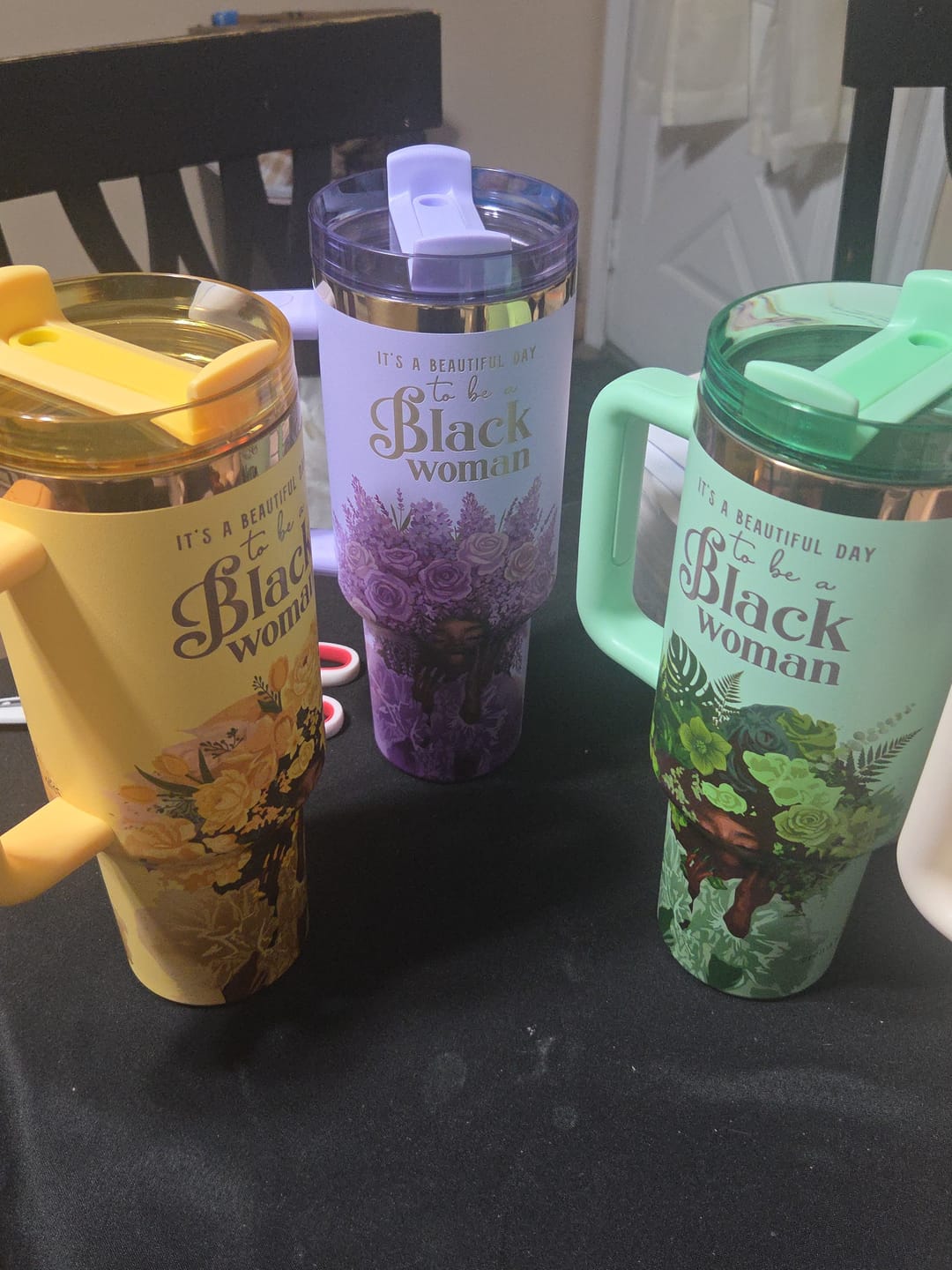 Customer photo review of Daffodil “Royalty Blossomed” Insulated Tumbler – "It’s a Beautiful Day to be a Black Woman"