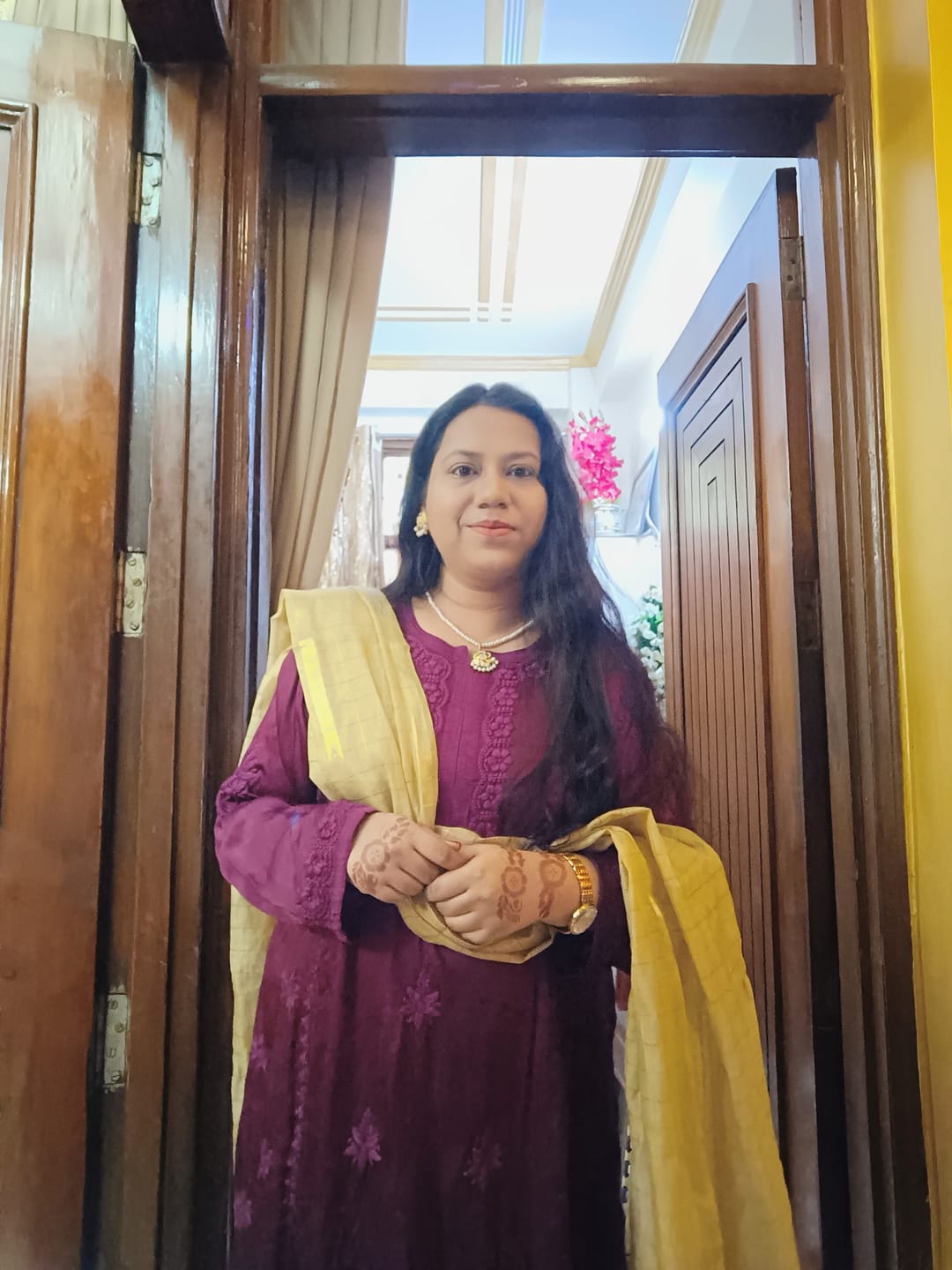 Customer photo review of Mehr Deep Purple Modal Silk Dress