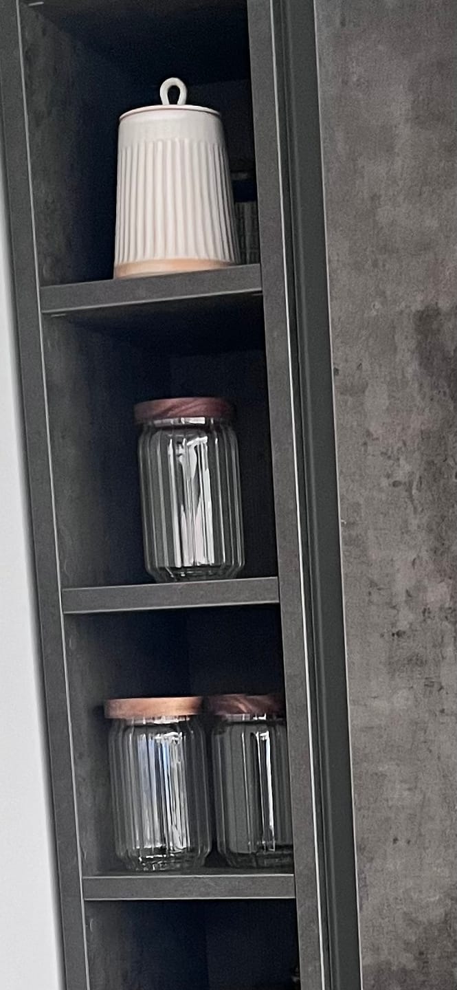 Customer photo review of Ribbed Acacia Glass Pantry Jars