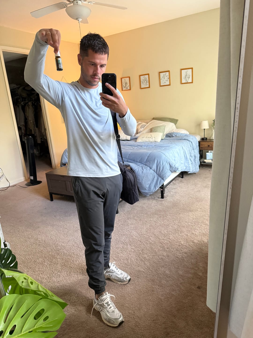 Customer photo review of Essentials Long Sleeve Athletic Fitted Tee