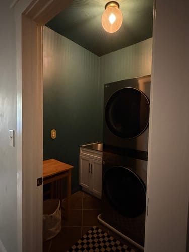 Customer photo review of Brass 1-Light Prismatic Glass Globe Semi-Flush Mount