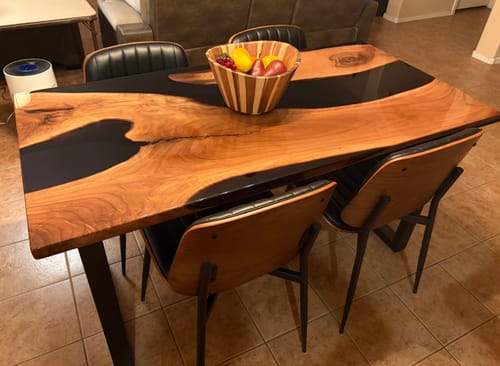 Customer photo review of Epoxy Dining Table - Live Edge Black River Table