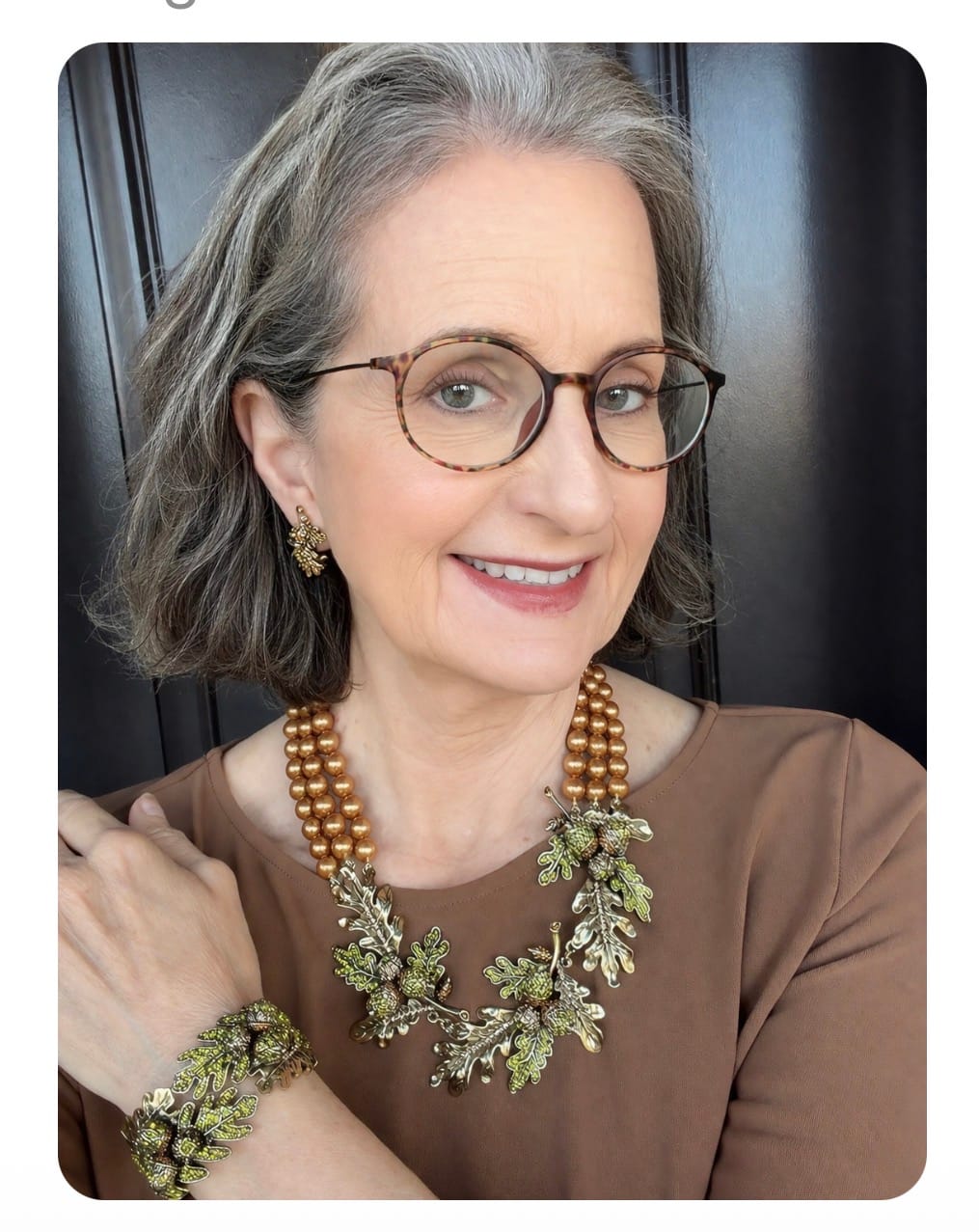 Customer photo review of HEIDI DAUS® "Autumn Leaves" Fall Statement Bracelet with Leaf & Acorn Accents