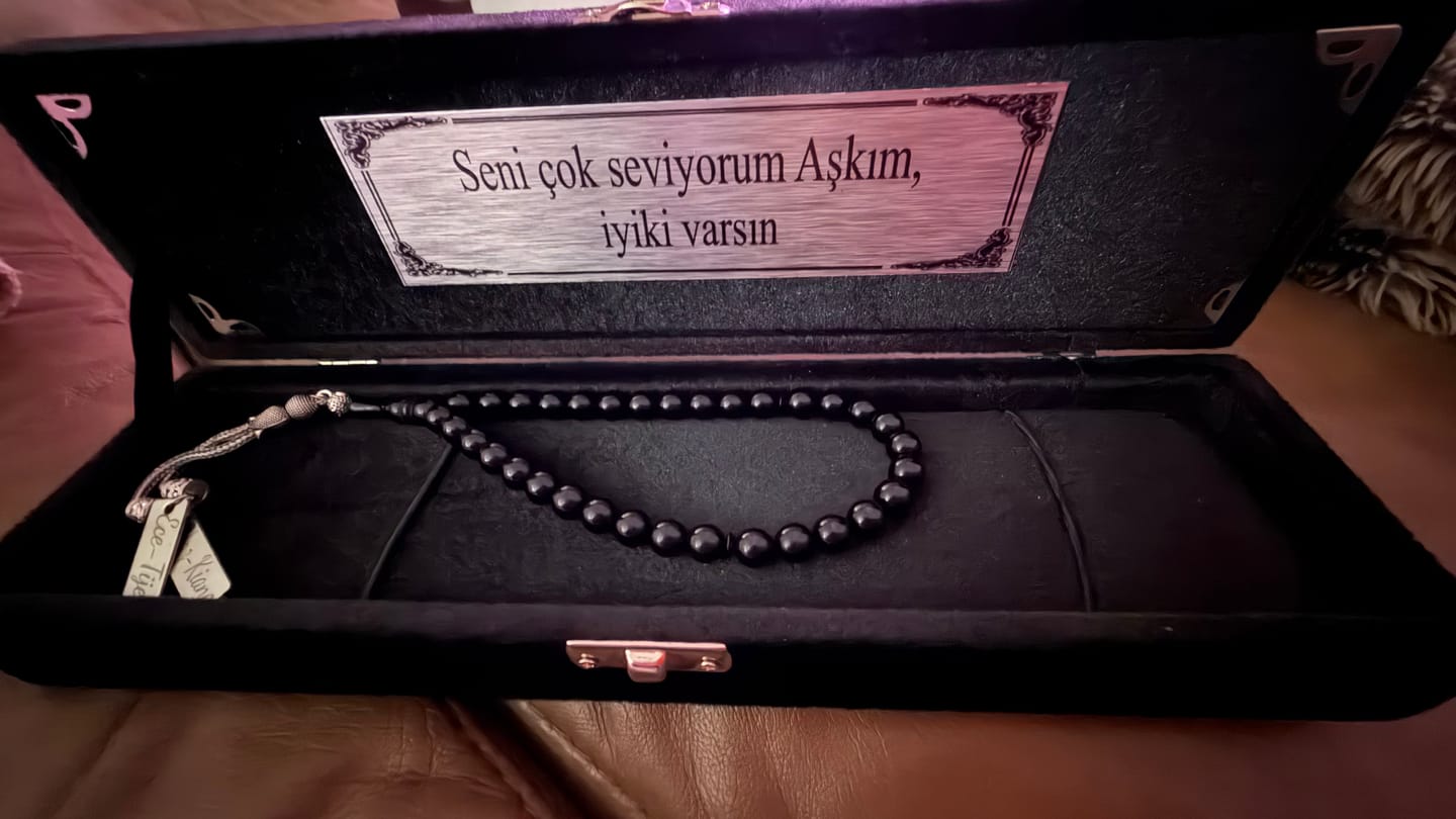 Customer photo review of Kehribar Tesbih / Sikma Gebetskette Namen Gravur mit Box