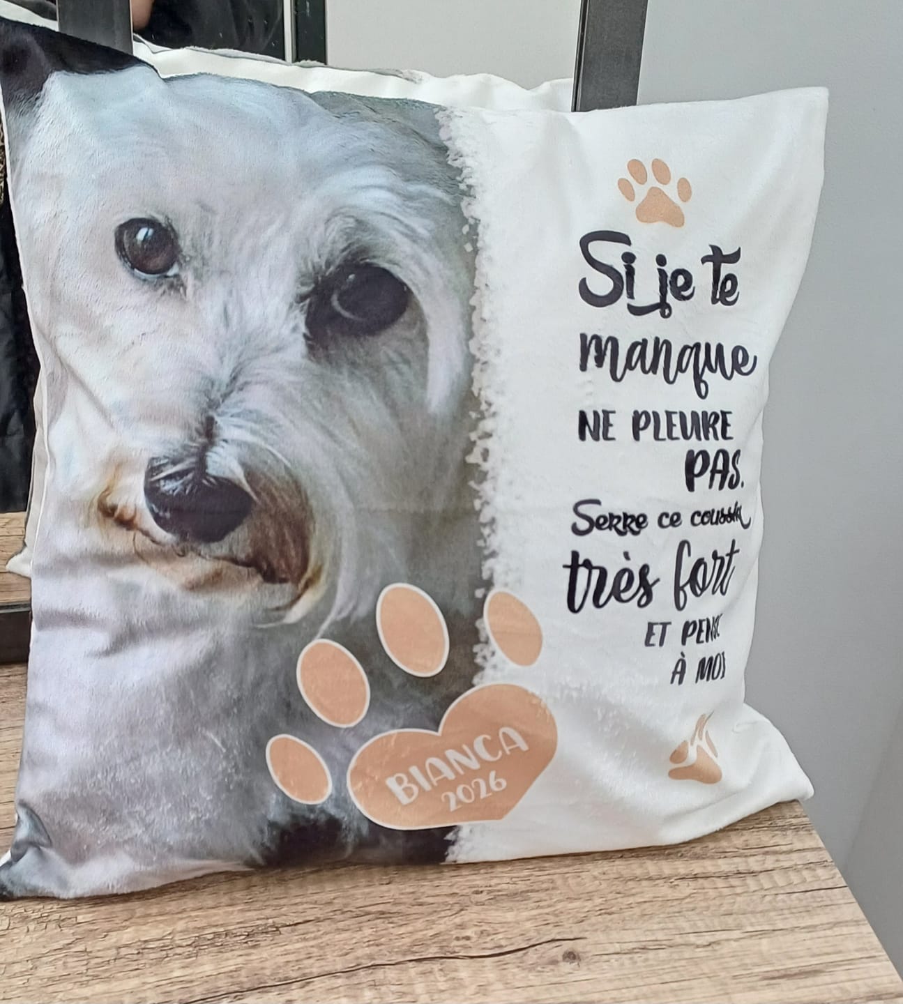 Customer photo review of Si je te manque - Coussin personnalisé