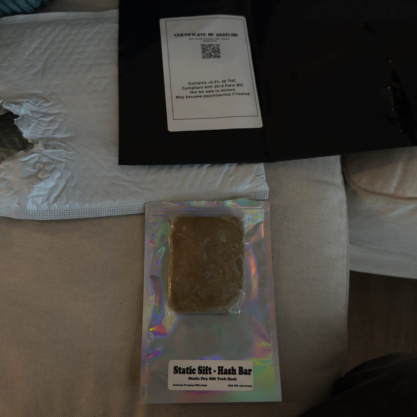 Customer photo review of Static Sift - THCa Hash Bar - 100g