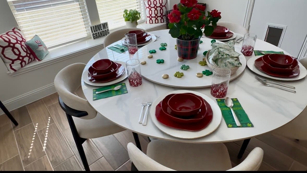 Customer photo review of 16-Piece Dinnerware Set – Garnet Rouge